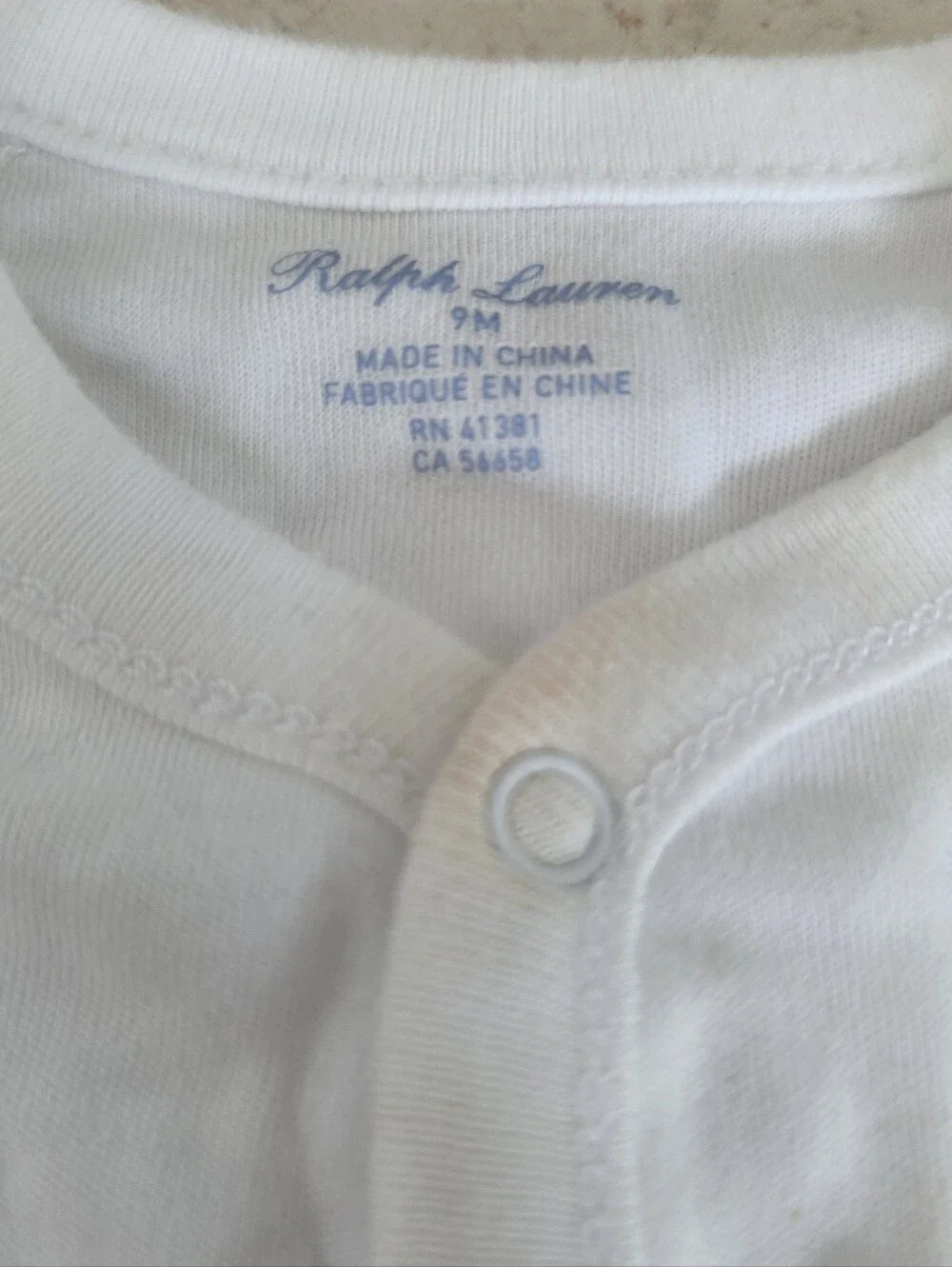 Ralph Lauren White Baby Footed One-Piece Pajama